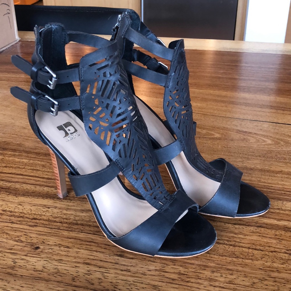 Joe’s Jeans High Heels Black Leather Laser Cutout - Size 7
